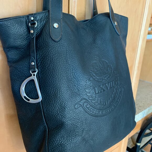 Ralph Lauren Black Leather Tote – LRL LXVII Collection with Silver Charm - Picture 10 of 17